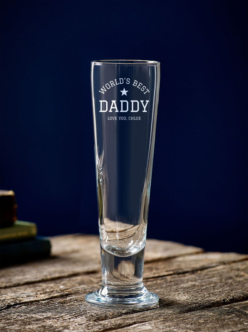 Loveabode personalised beer glass Worlds Best Star 14oz (British brand)