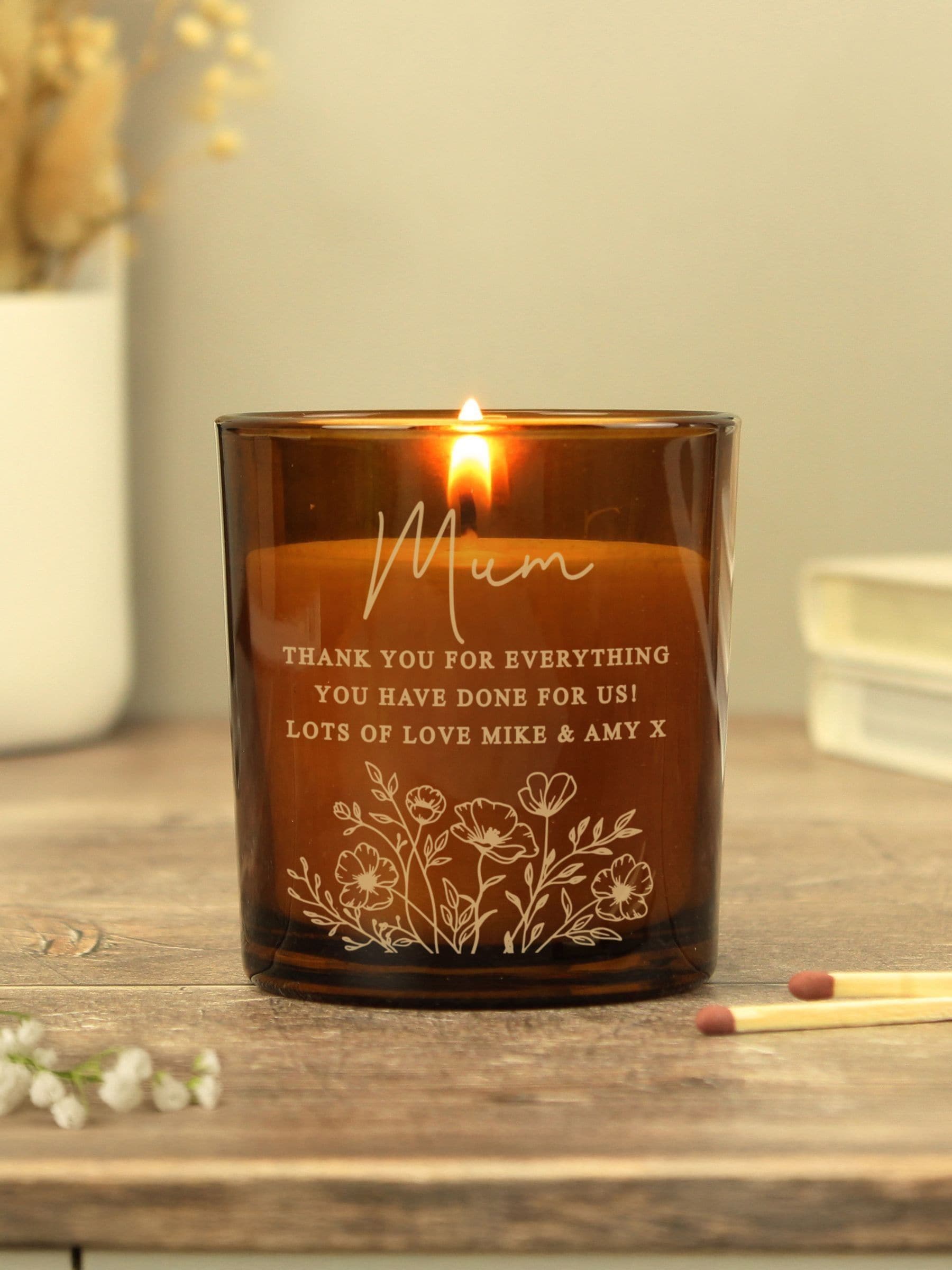 PMC personalised wedding candle jar with vanilla scent, imported from the UK