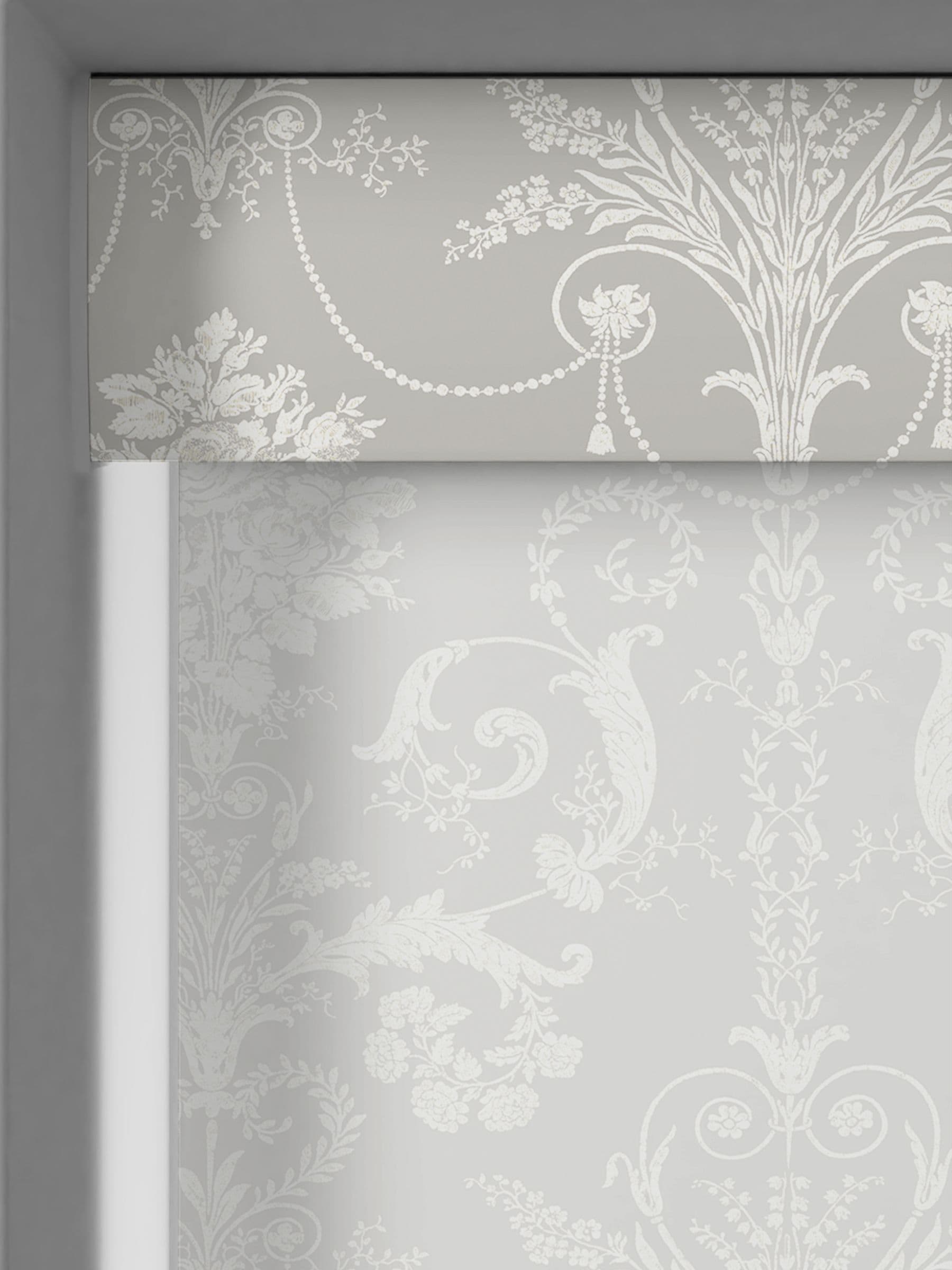 Laura Ashley grey Josette sheer roller blind, imported from the UK