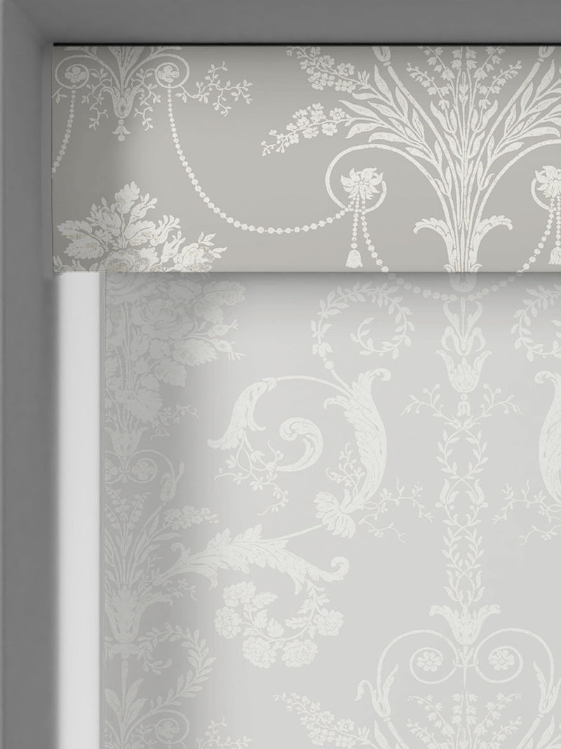 Laura Ashley grey Josette sheer roller blind, imported from the UK