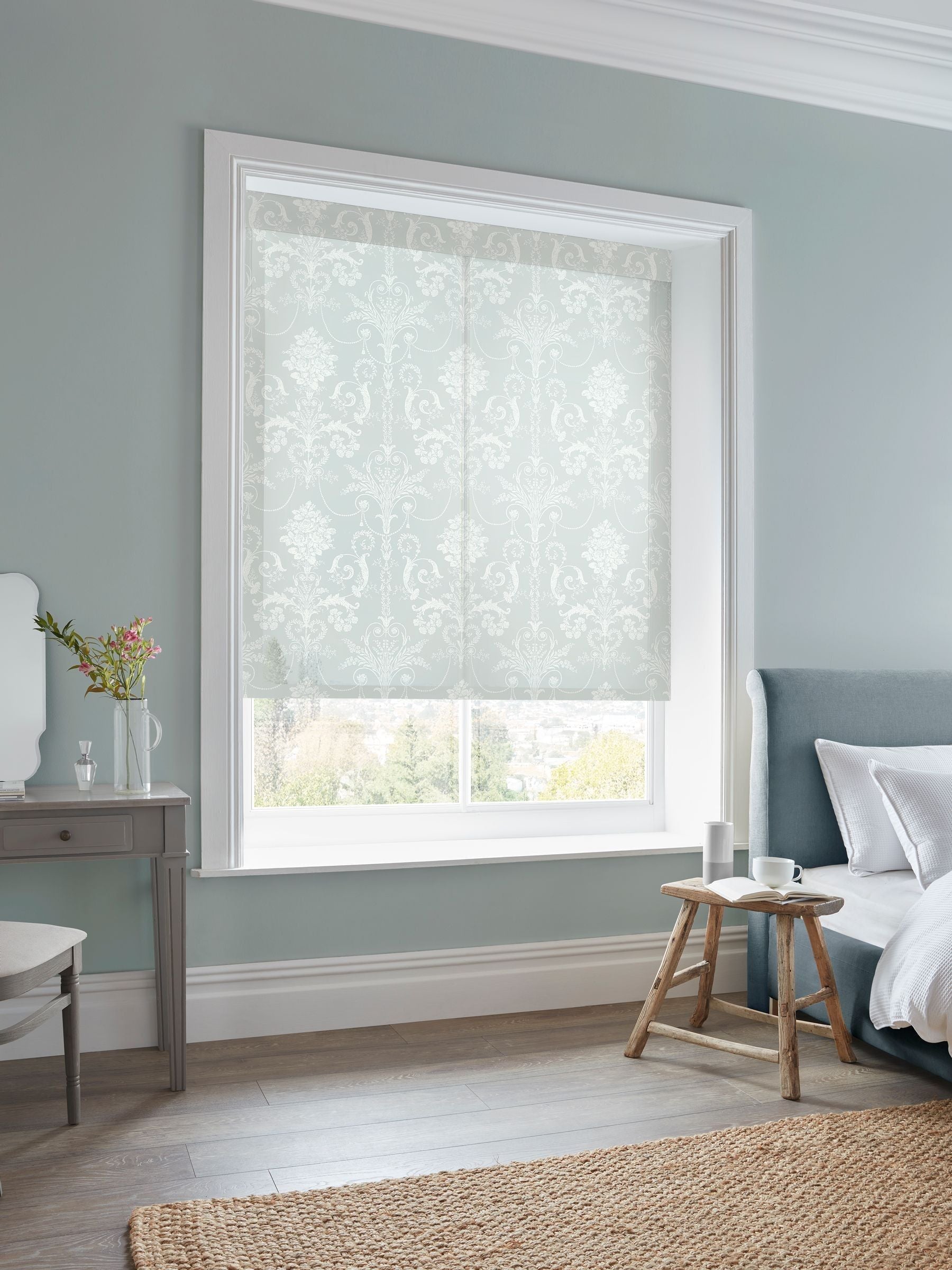 Laura Ashley Blue Josette sheer roller blind - British product