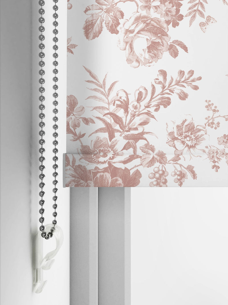 Laura Ashley dark blush pink walled garden roller blind made to measure, UK version