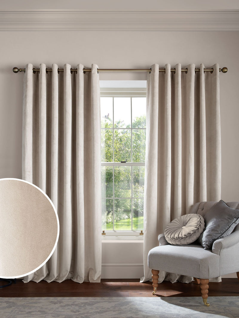Laura Ashley natural Middleton velvet made to measure curtains (British brand)