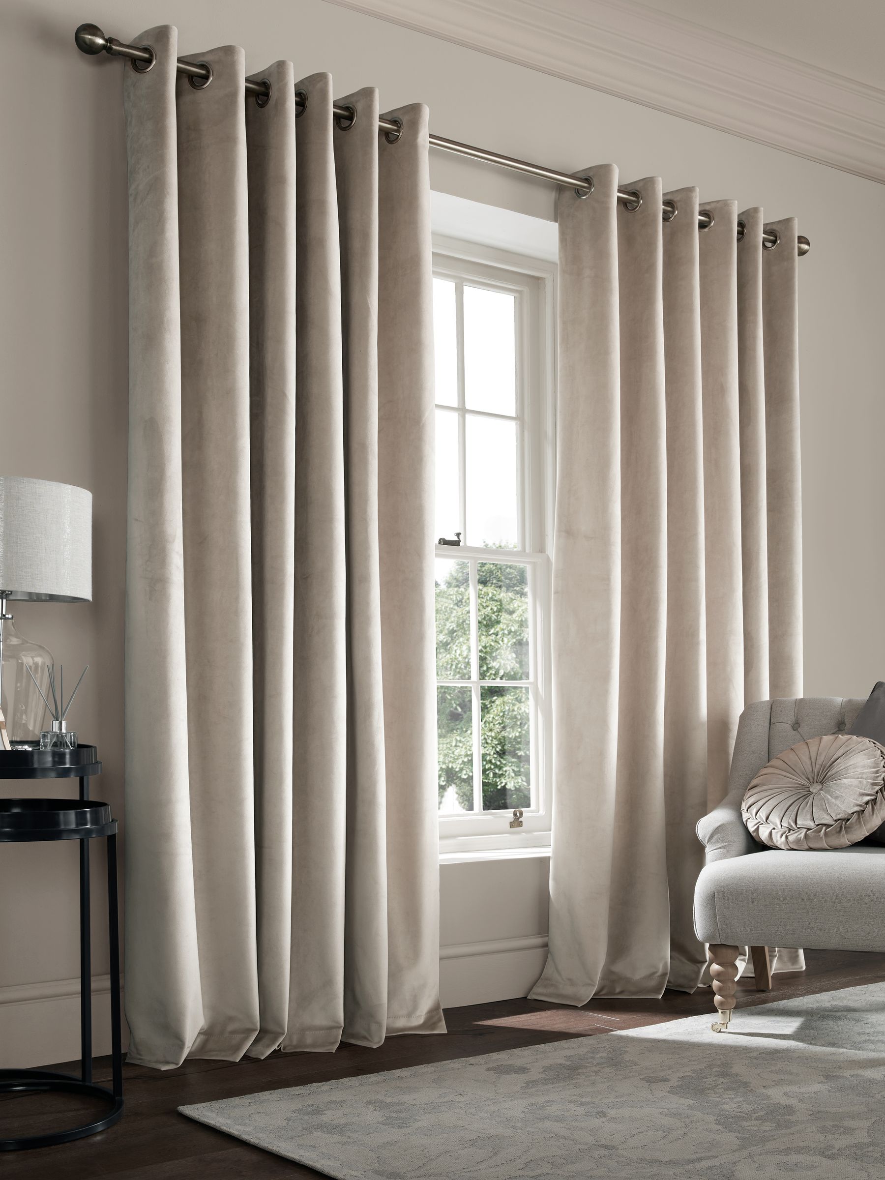 Laura Ashley natural Middleton velvet made to measure curtains (British brand)