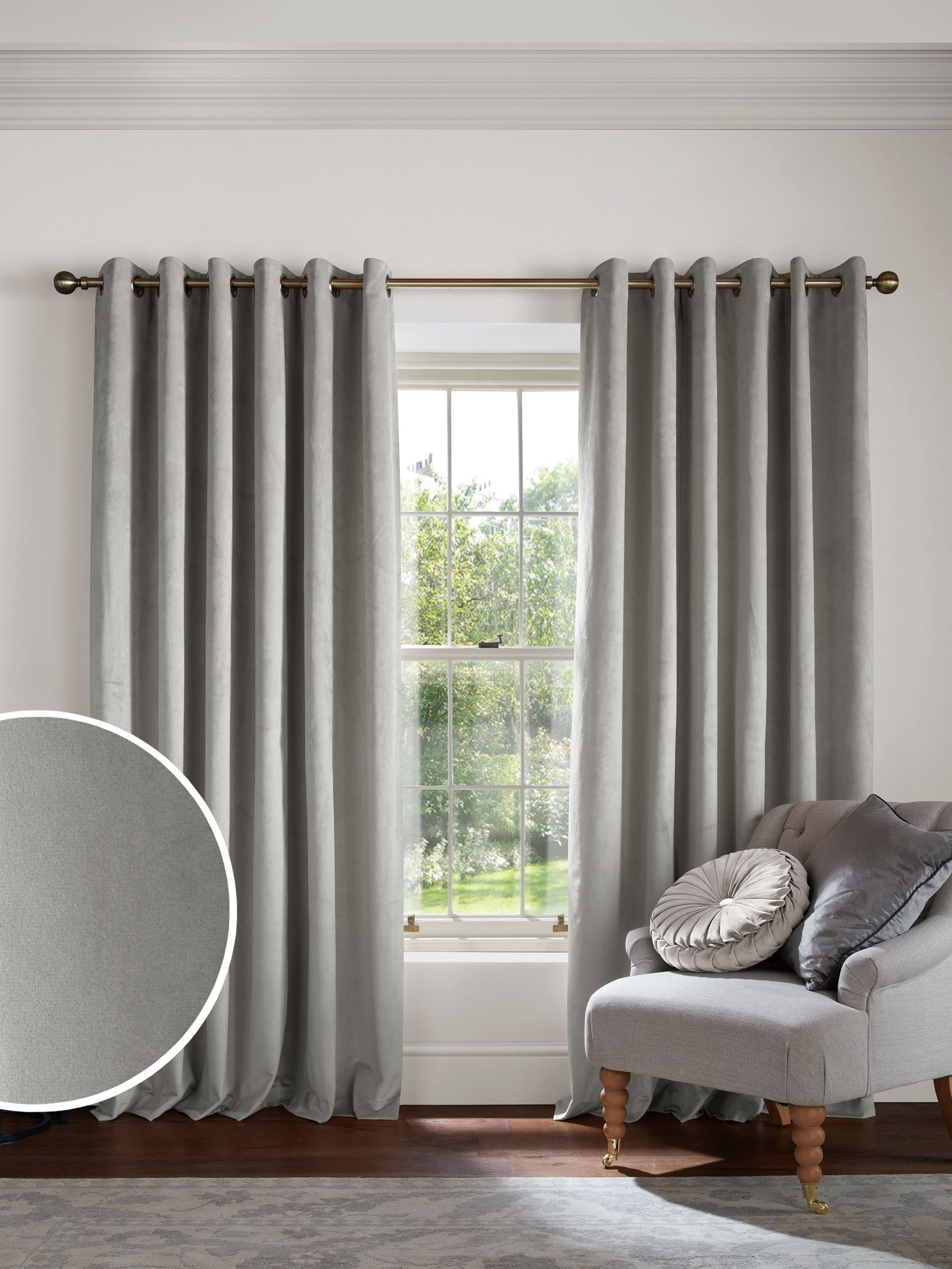 Laura Ashley velvet curtains pale French grey made to measure, UK version