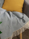 Jonnys Sister personalised grey wool stag throw 150x183cm - British product