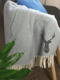 Jonnys Sister personalised grey wool stag throw 150x183cm - British product