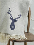 Jonnys Sister personalised grey wool stag throw 150x183cm - British product