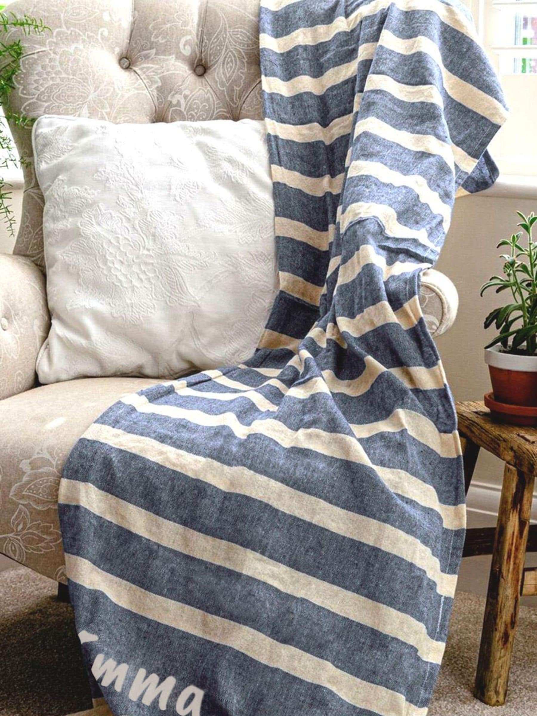 Jonnys Sister personalised striped hammam beach towel, UK version