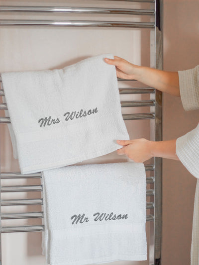 Next Jonnys Sister Personalised Set of His & Hers 100% Cotton Towels 70 x 140 cm- Buy online at McGrocer