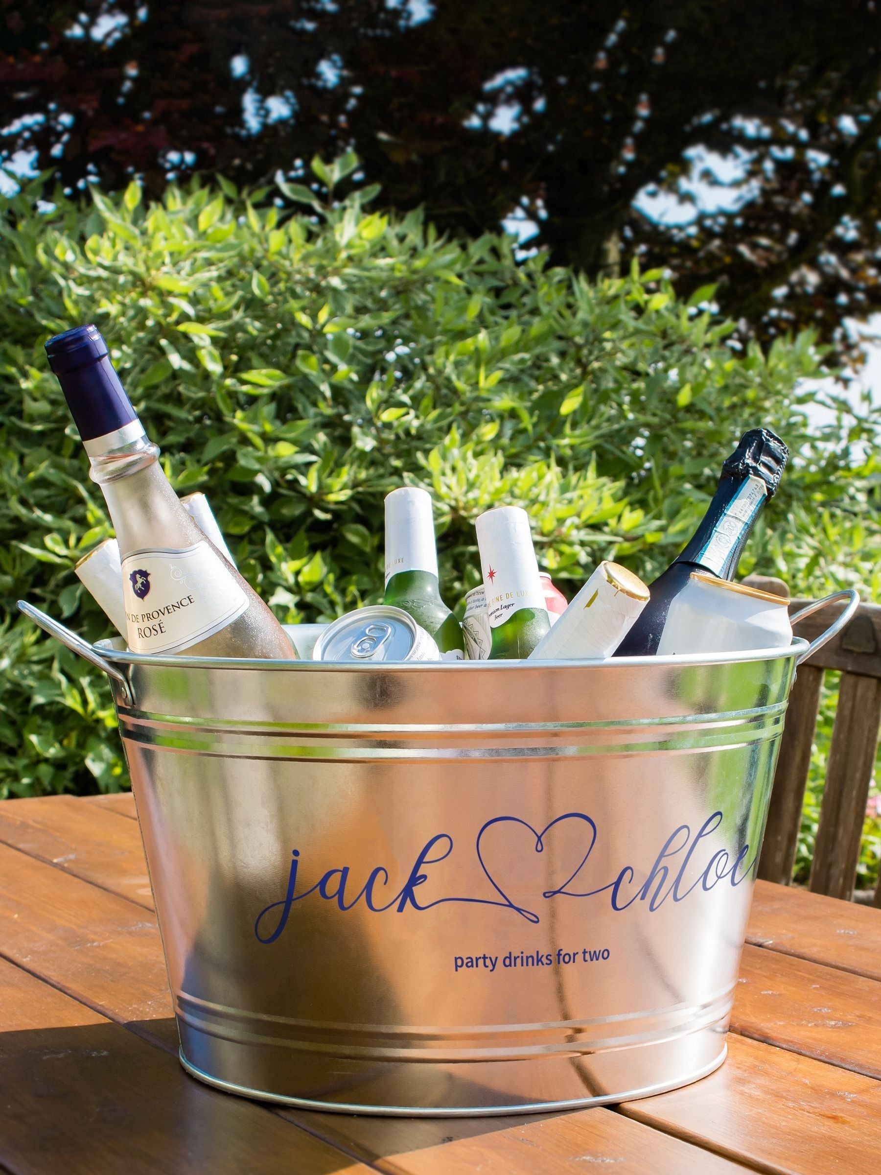 Jonnys Sister silver personalised wedding wine cooler (British brand)
