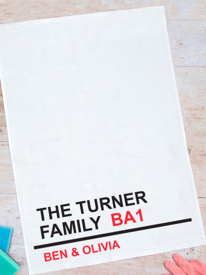Jonny's Sister personalised family tea towel 48cm x 76cm (British brand)