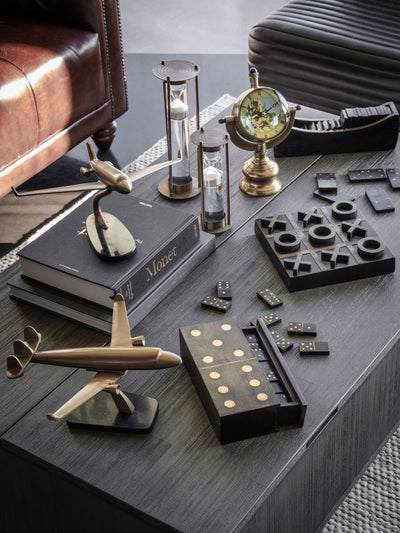 Libra Interiors Braunes Columbia Kleines Holz-Domino-Set in Aufbewahrungsbox
