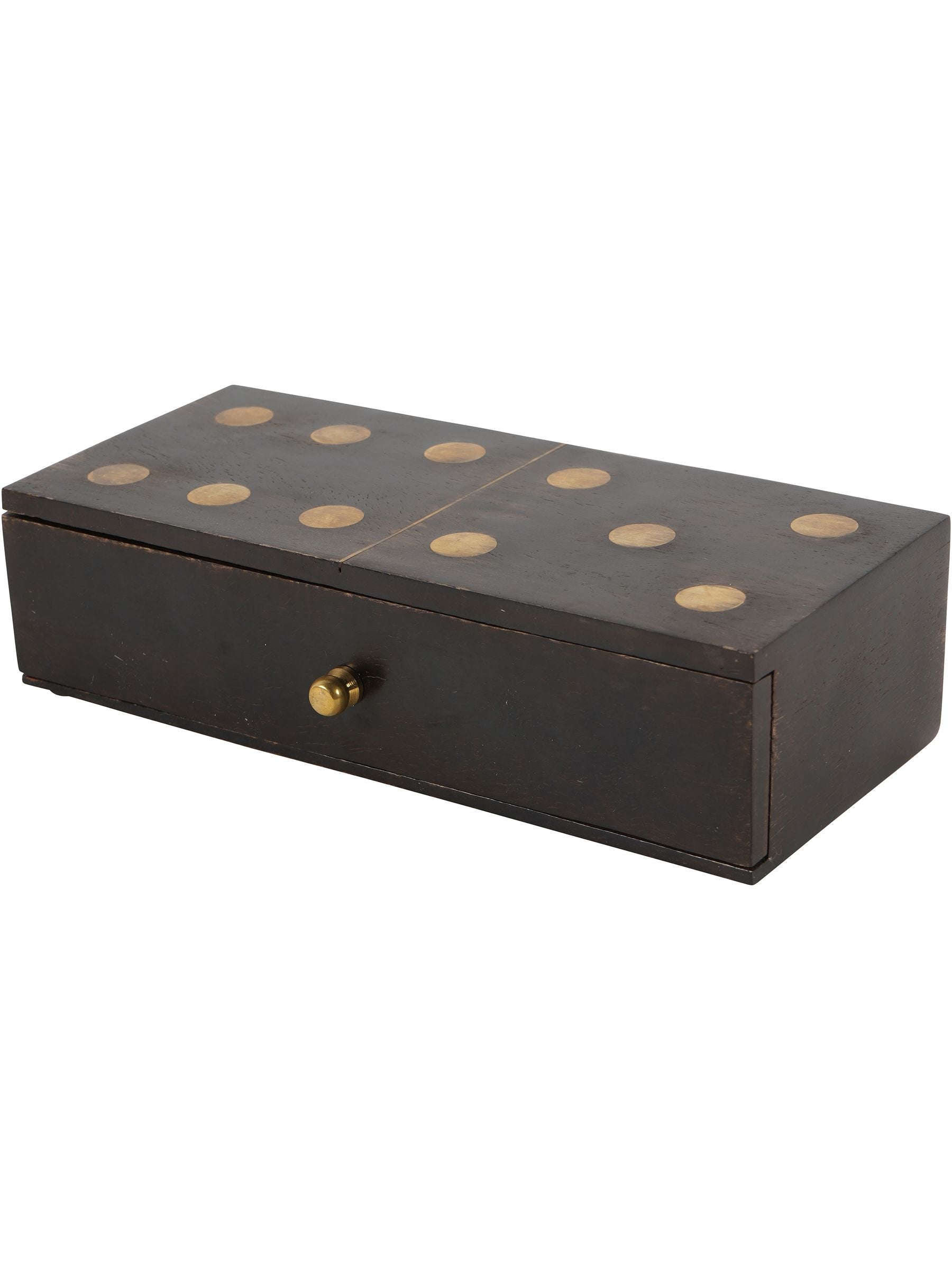 Libra Interiors Brown Columbia Small Wooden Domino Set in Storage Box