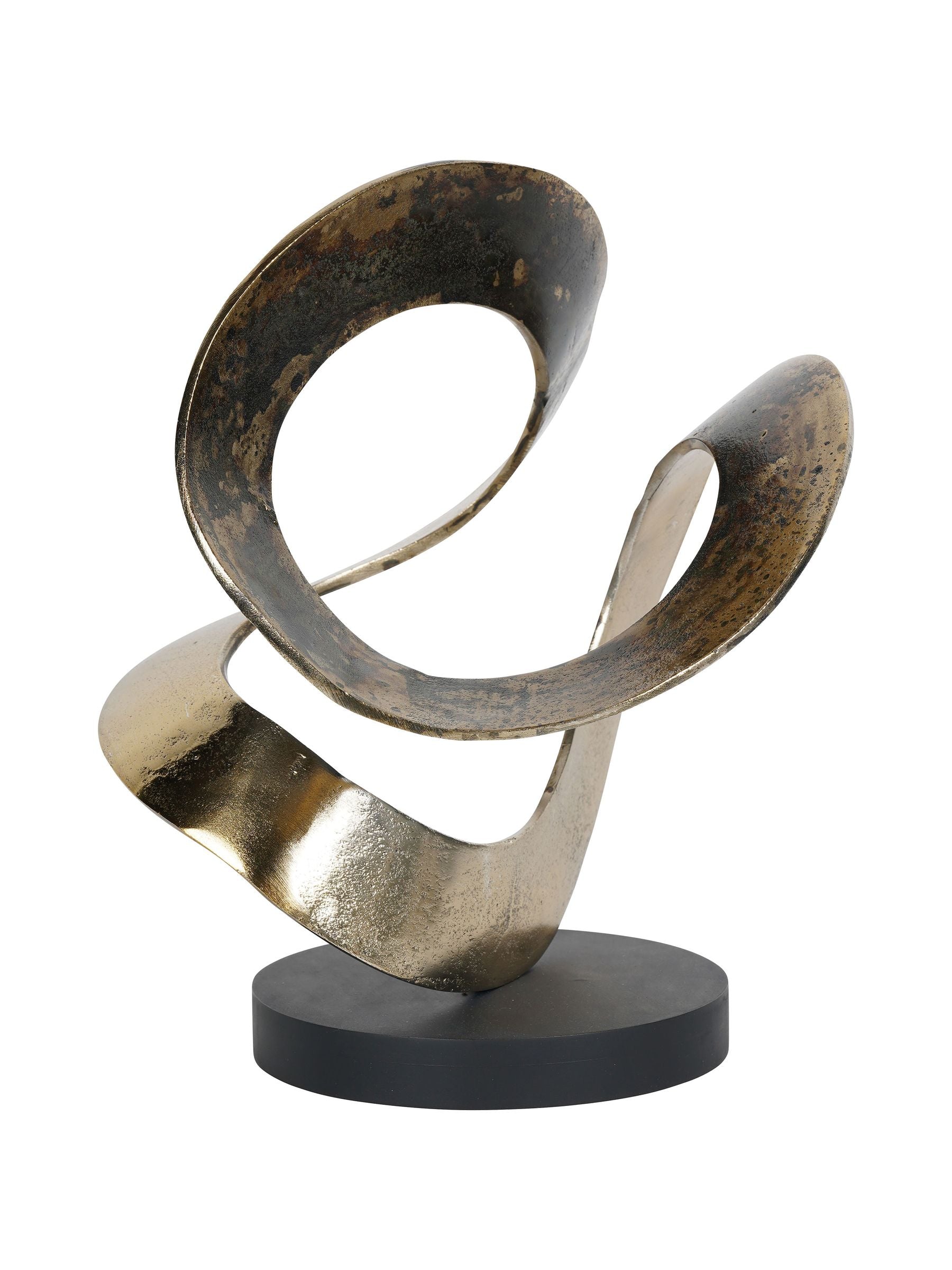 Libra Interiors ribbon knot sculpture rustic gold black wooden base - British product