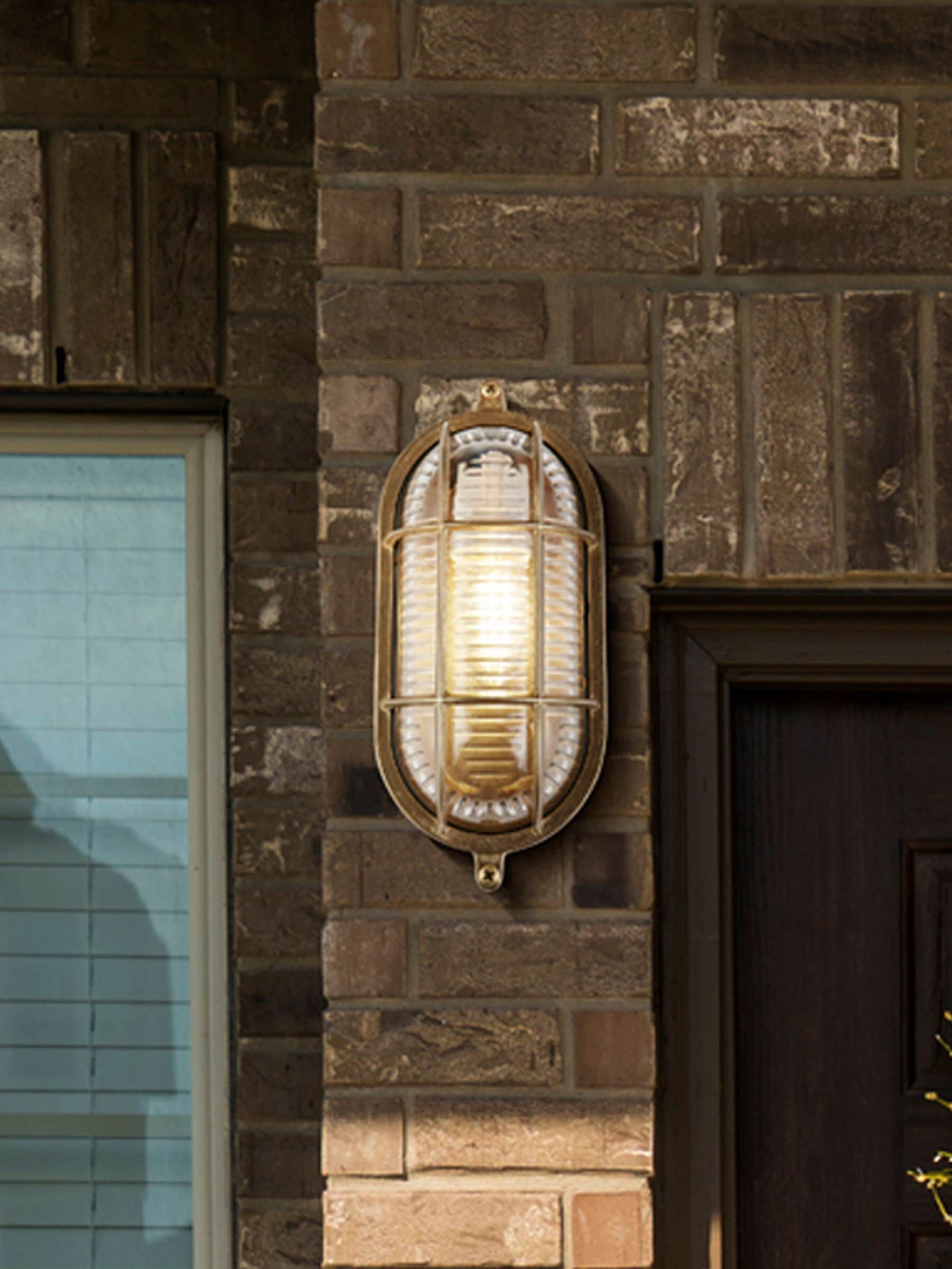 Searchlight outdoor wall light brass ocean oval - British product