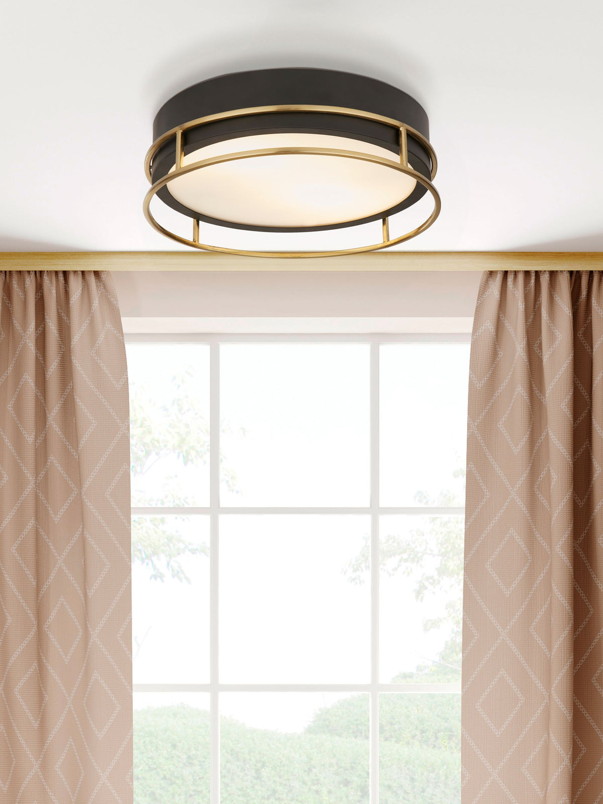 Searchlight Brass Arizona flush ceiling light 30cm (British brand)
