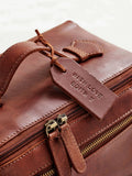 Posh Totty Designs brown leather personalised washbag, UK version