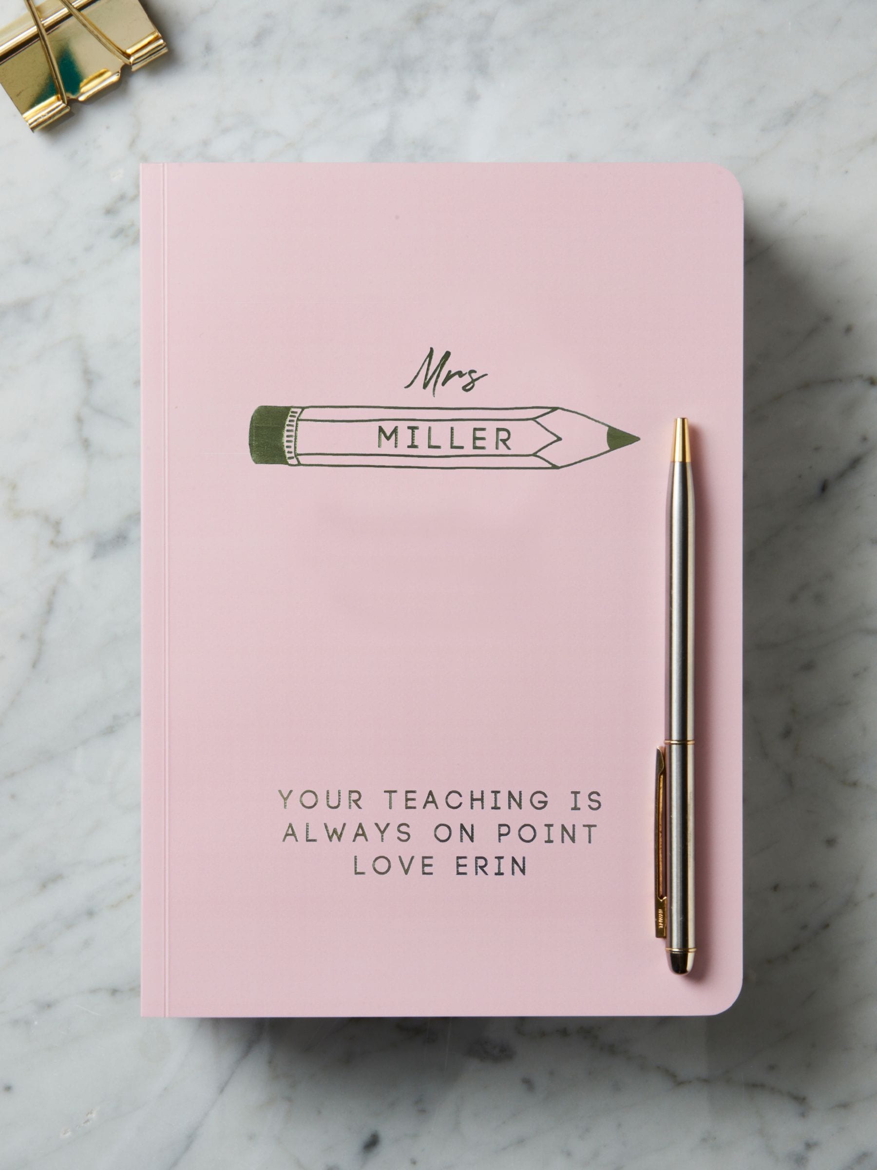 Posh Totty Designs personalised teacher notebook A5 gold foil, UK version