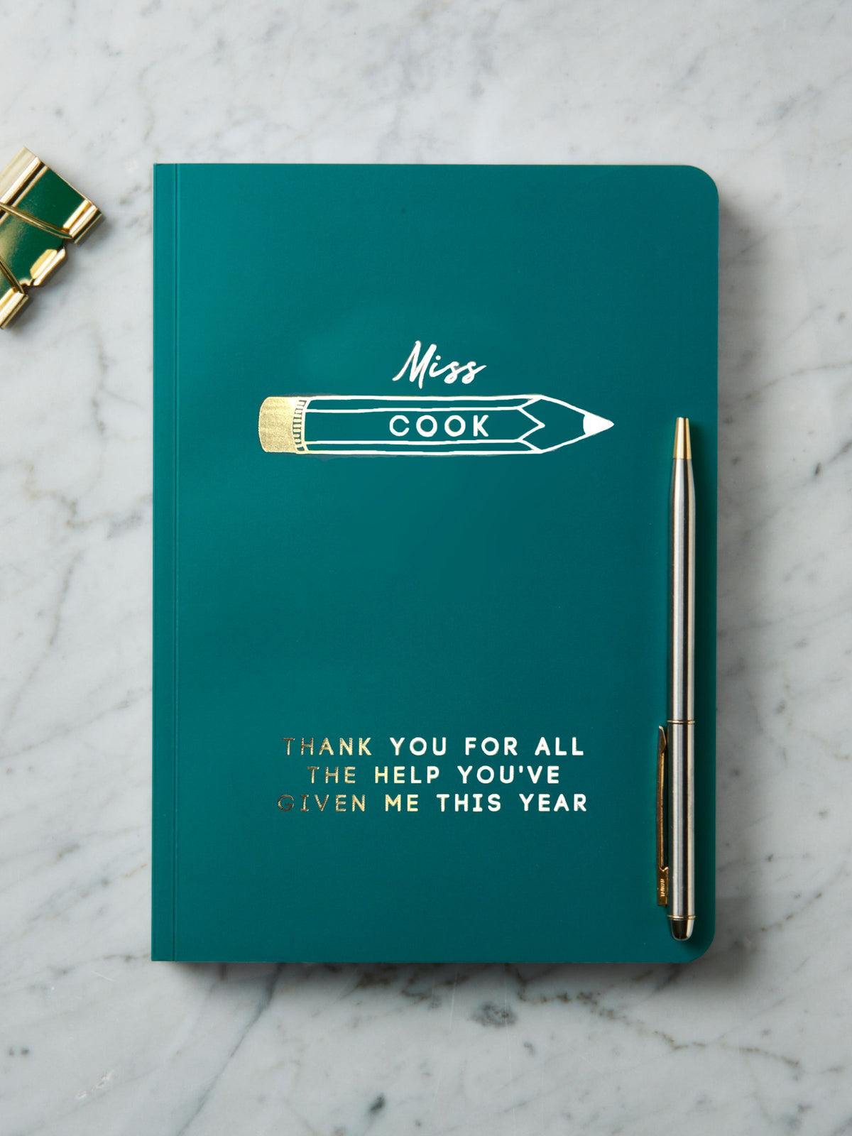 Posh Totty Designs personalised teacher notebook A5 gold foil, UK version