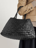 Dragon Diffusion Black Santa Croce Large Woven Bag