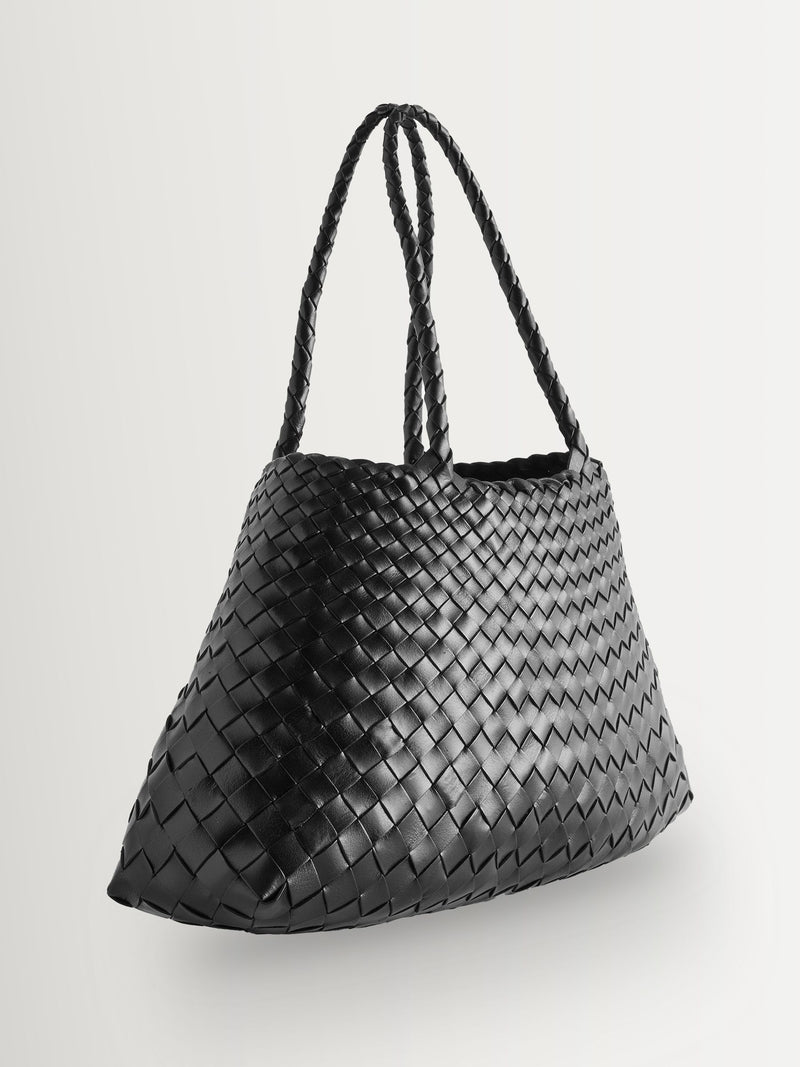 Dragon Diffusion Black Santa Croce Large Woven Bag