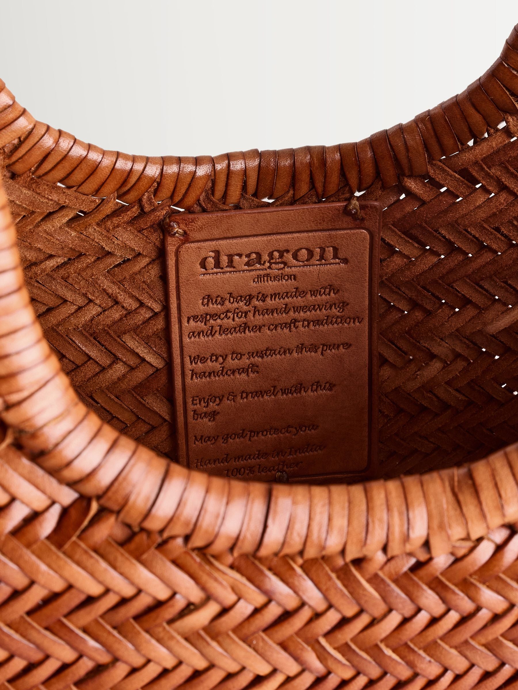Dragon Diffusion tan diagonal leather bag, imported from the UK