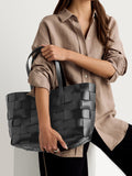 Dragon Diffusion black woven leather tote bag - British product