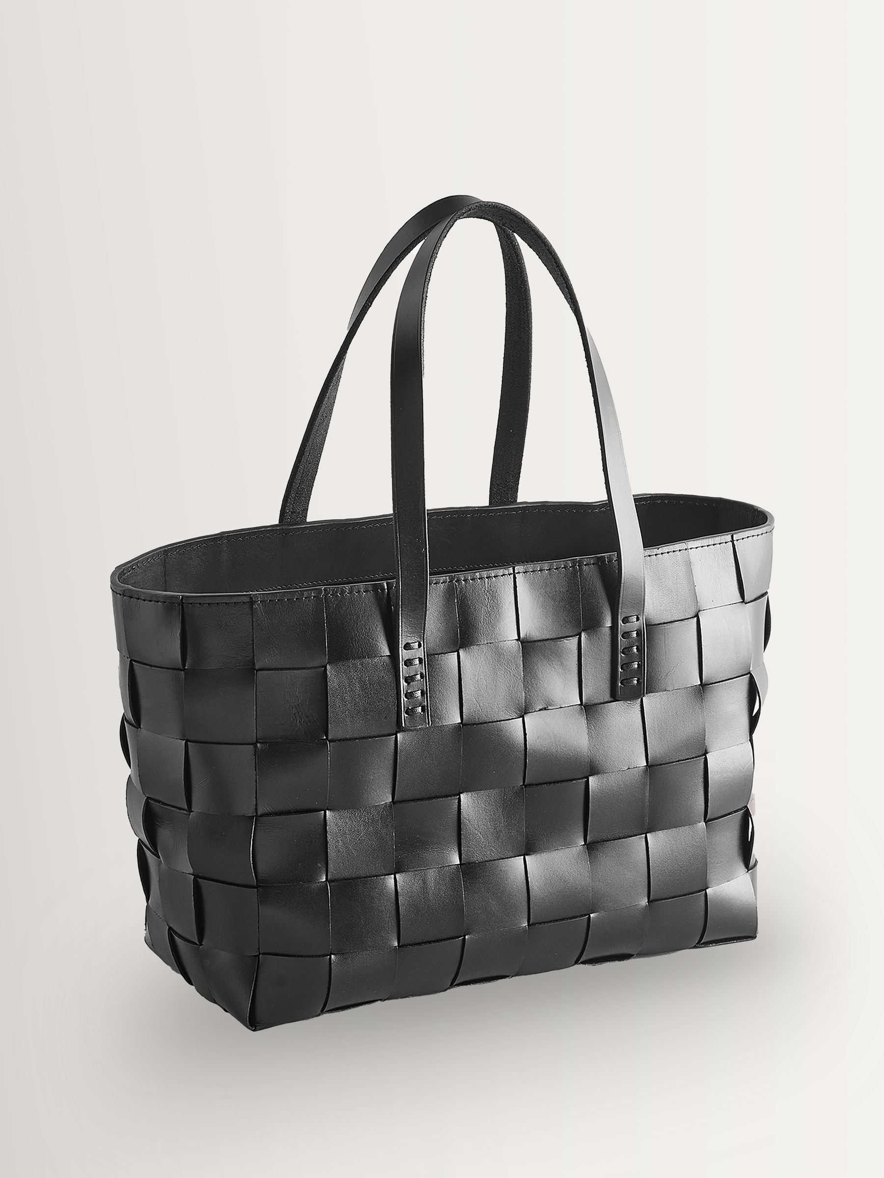 Dragon Diffusion black woven leather tote bag - British product