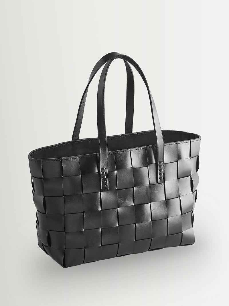 Dragon Diffusion black woven leather tote bag - British product