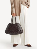 Dragon Diffusion Santa Croce large woven bag dark brown (British brand)