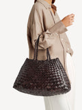 Dragon Diffusion Santa Croce large woven bag dark brown (British brand)
