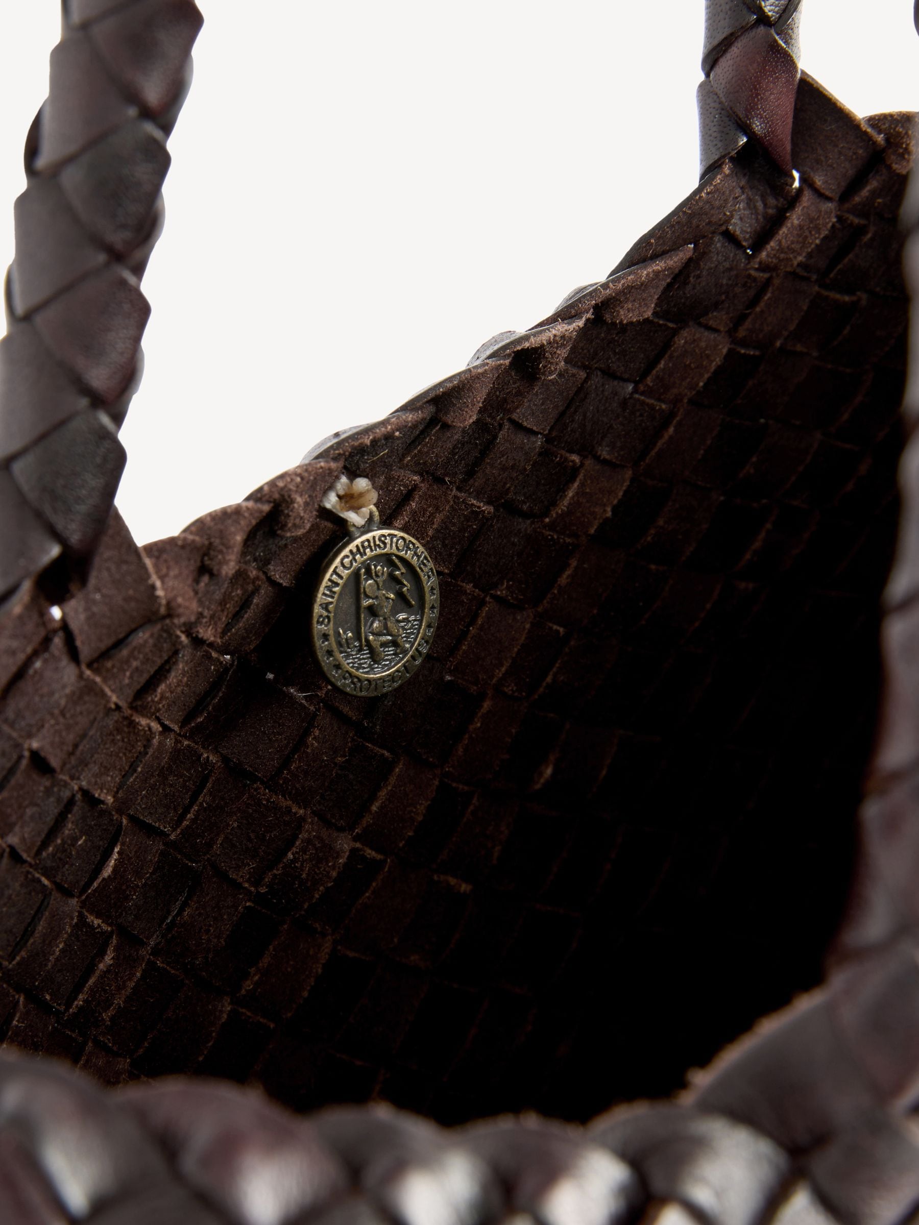 Dragon Diffusion Santa Croce large woven bag dark brown (British brand)