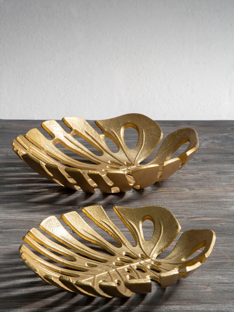 Fifty Five South gold monstera leaf dish, imported from the UK