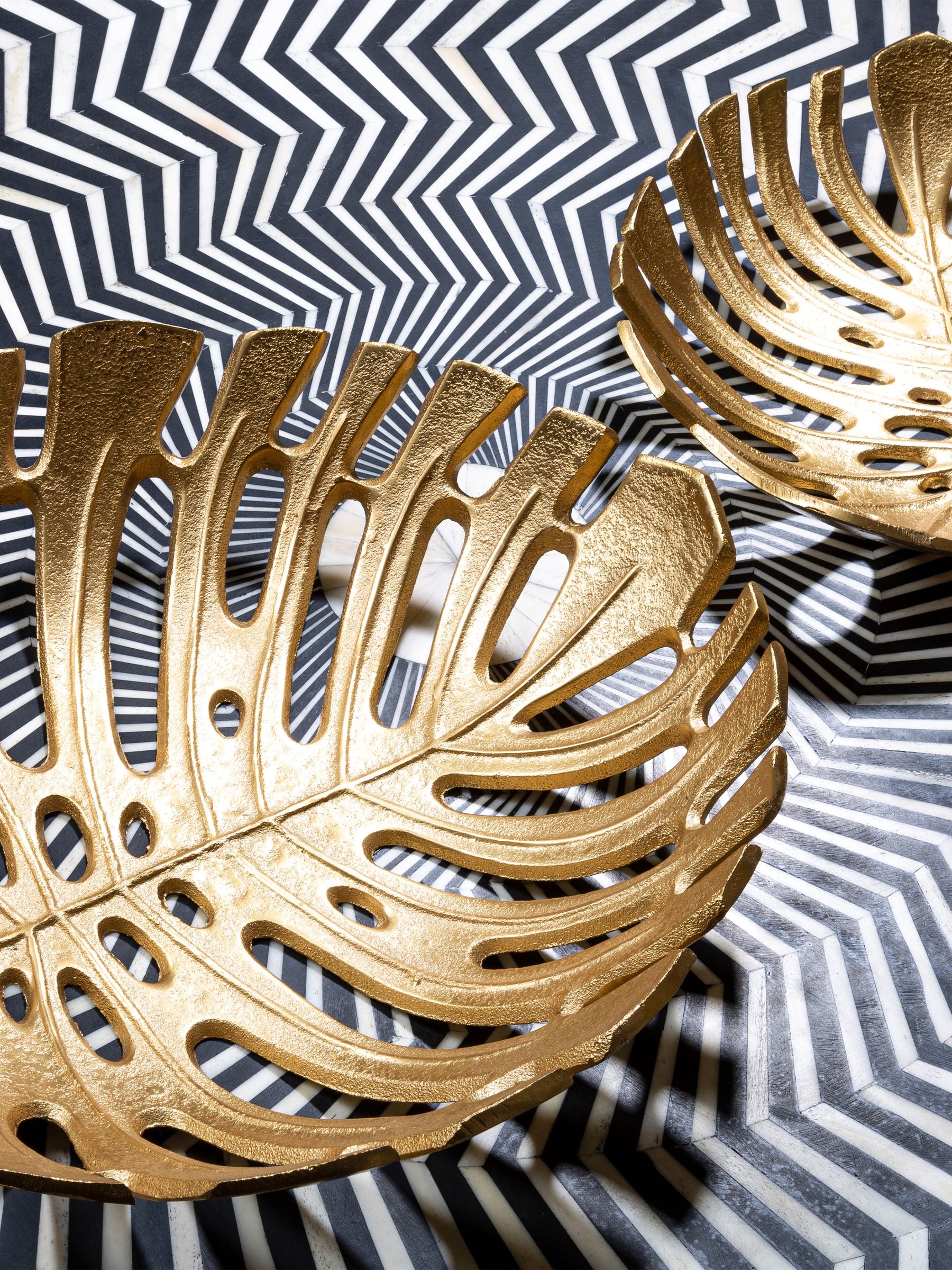 Fifty Five South gold monstera leaf dish, imported from the UK