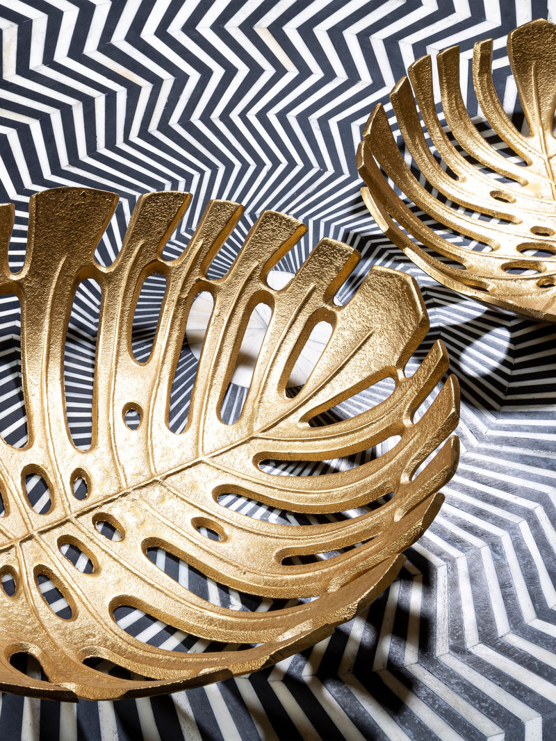 Fifty Five South gold monstera leaf dish, imported from the UK