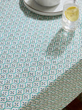 Teal Blue Mediterranean Tile Wipe Clean Tablecloth