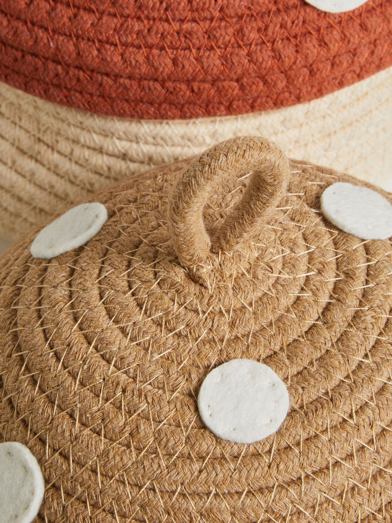Jojo Maman Bébé natural toadstool woven rope storage baskets set of 2 (British brand)