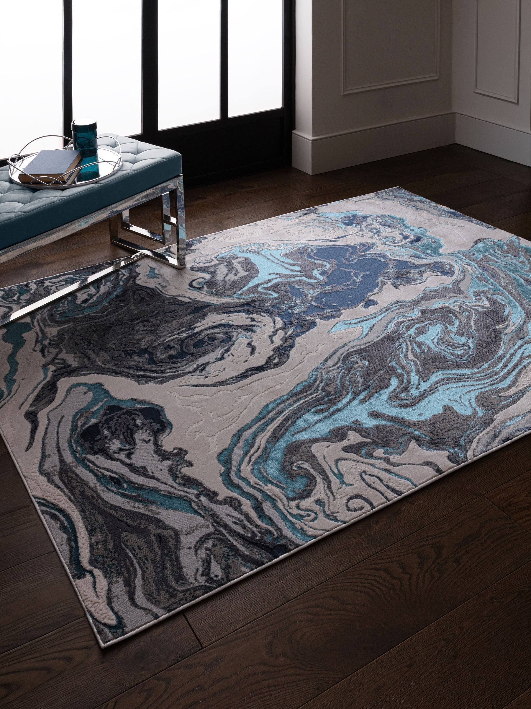 Asiatic Rugs Blue Aurora rug, imported from the UK