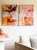 Rockett St George pink/orange canvas wall art set, imported from the UK