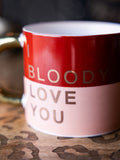 Single Pink Slogan Mug with Gold Handle and Tonal Design