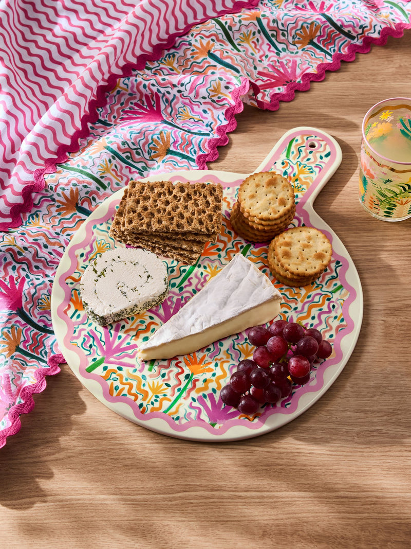 Lucy Tiffney pink yellow wiggle platter, UK version