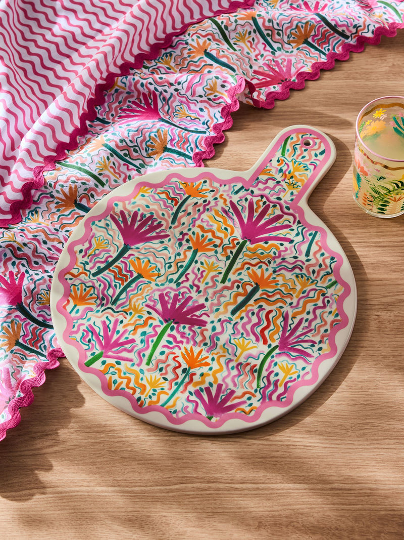Lucy Tiffney pink yellow wiggle platter, UK version