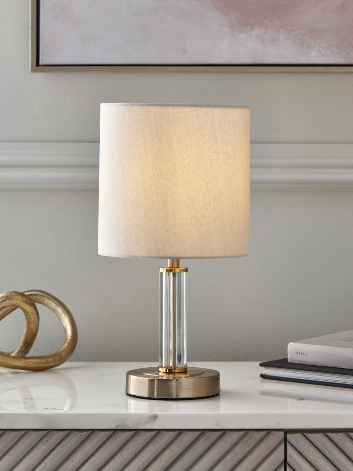 Lipsy gold glass table lamp 31cm, imported from the UK