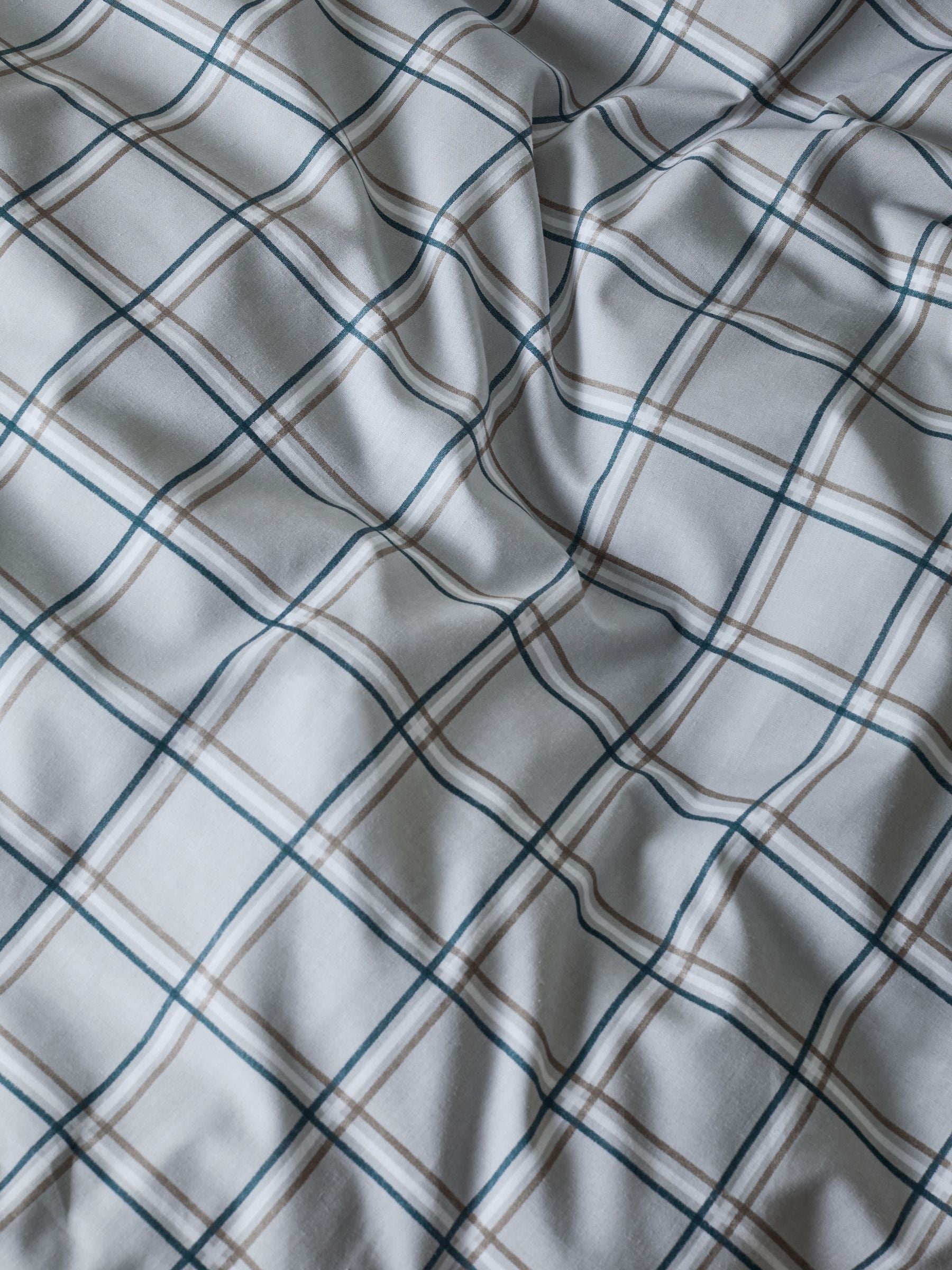Grey reversible check duvet cover and pillowcase set, UK version