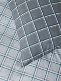 Grey reversible check duvet cover and pillowcase set, UK version