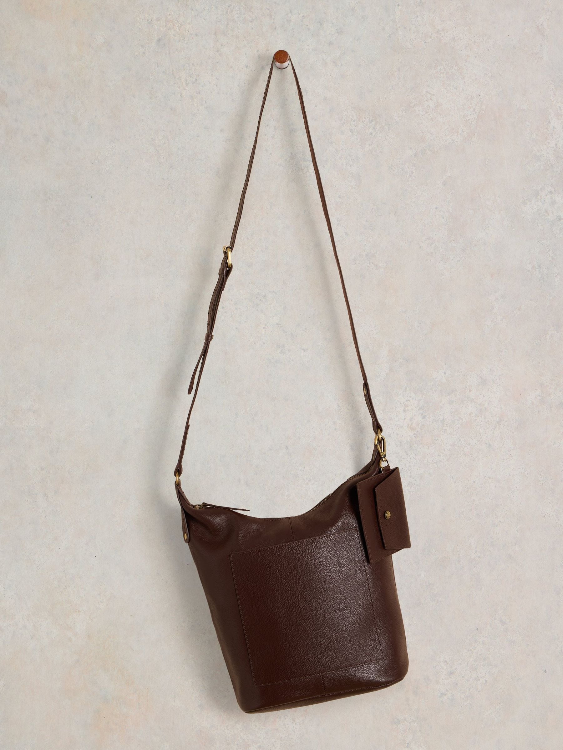 White Stuff Brown Fern Leather Cross-Body Bag
