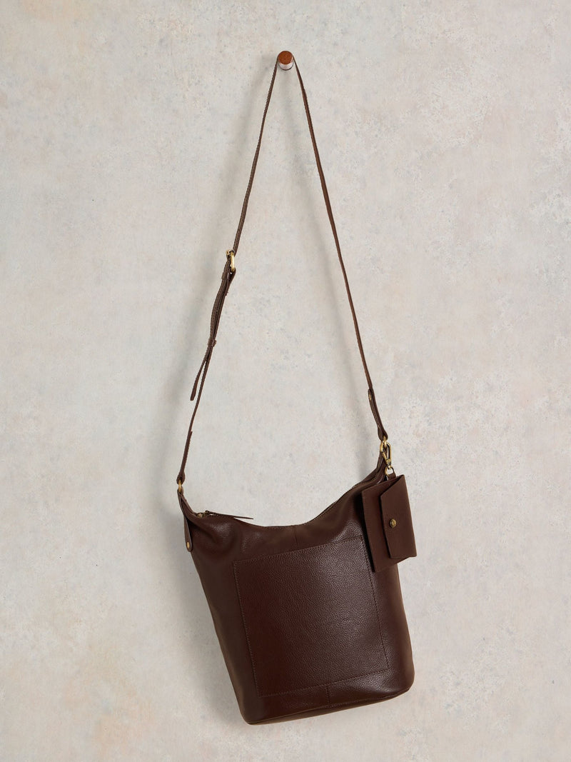 White Stuff Brown Fern Leather Cross-Body Bag