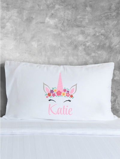 Next Loveabode Personalised Unicorn White Cotton Blend Pillowcase- Buy online at McGrocer