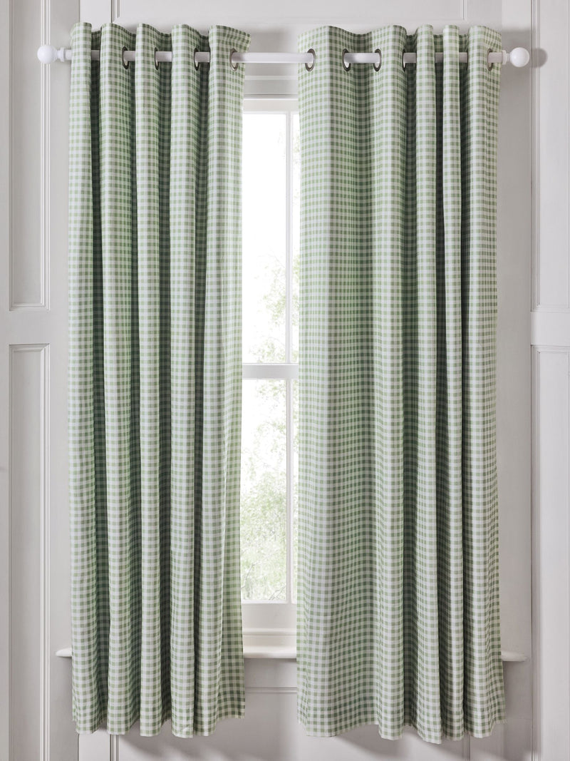 Jojo Maman Bébé Green Gingham Blackout Lined Curtains